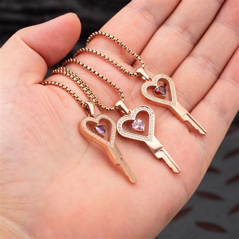 chastity key necklace|Heart Shaped Chastity Key Necklace Accessory Fits All Cages In。